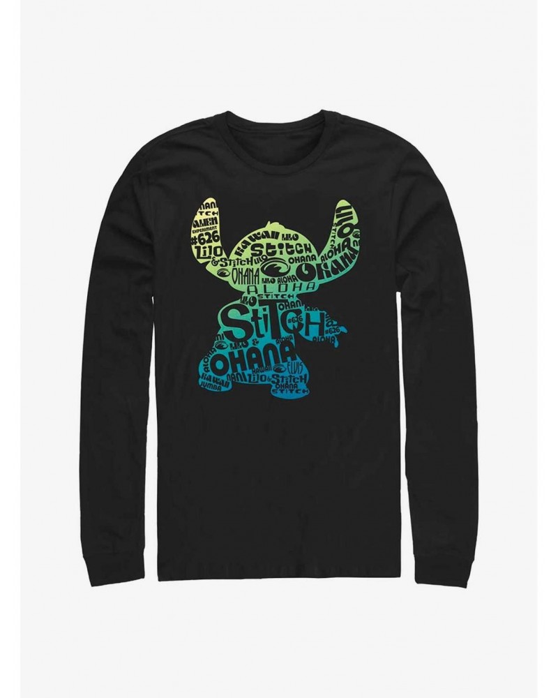 Disney Lilo & Stitch Text Fill Long Sleeve T-Shirt $7.90 T-Shirts