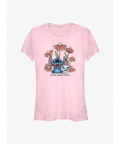 Disney Lilo & Stitch Chibi Floral Girls T-Shirt $9.56 T-Shirts