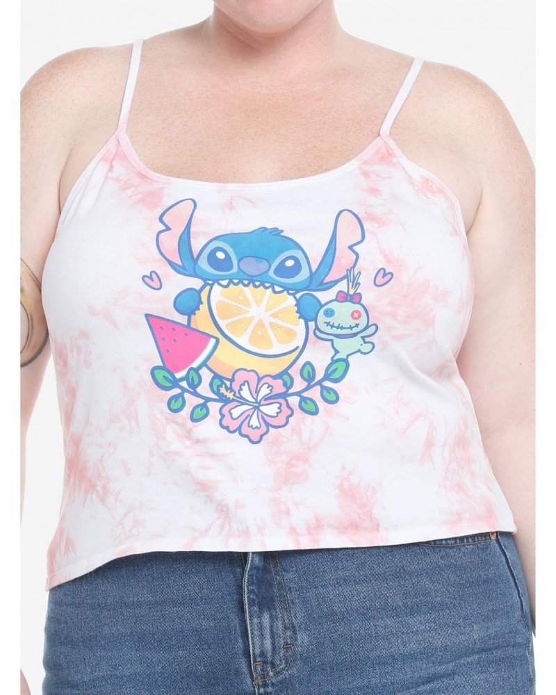 Disney Lilo & Stitch Fruit Tie-Dye Crop Girls Tank Top Plus Size $11.37 Tops