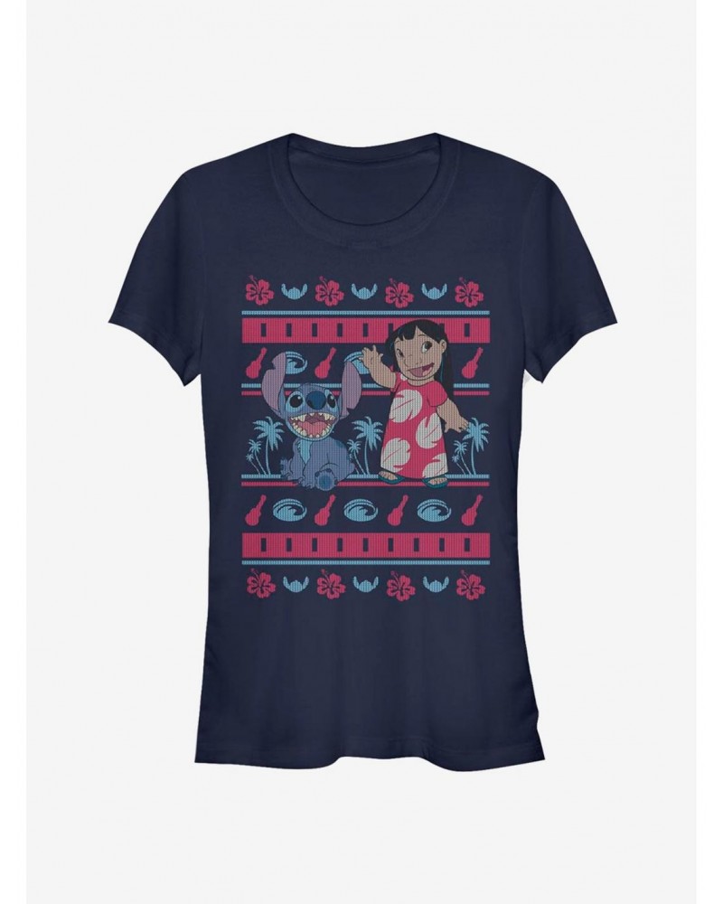 Disney Lilo & Stitch Christmas Hawaiian Pattern Girls T-Shirt $7.17 T-Shirts