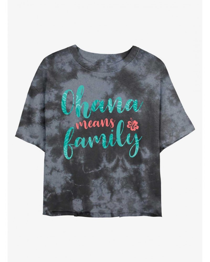 Disney Lilo & Stitch Ohana Means Family Tie-Dye Girls Crop T-Shirt $7.63 T-Shirts