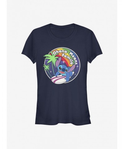 Disney Lilo & Stitch Rainbow Ohana Means Family Girls T-Shirt $8.17 T-Shirts