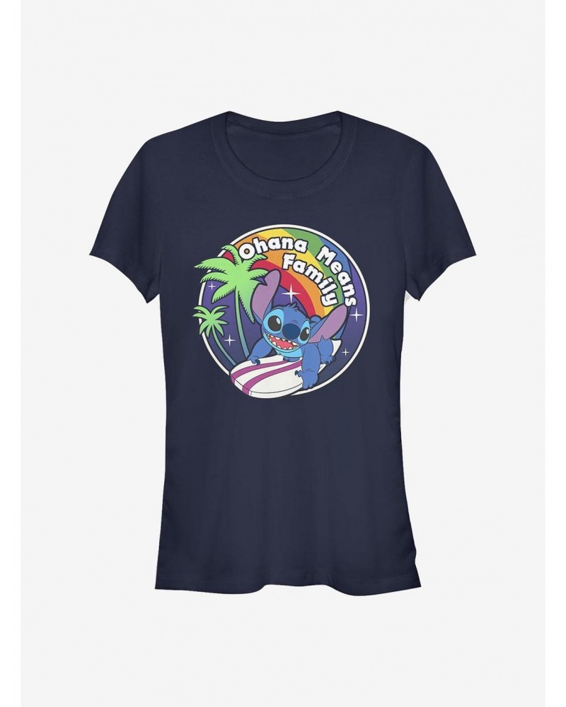 Disney Lilo & Stitch Rainbow Ohana Means Family Girls T-Shirt $8.17 T-Shirts