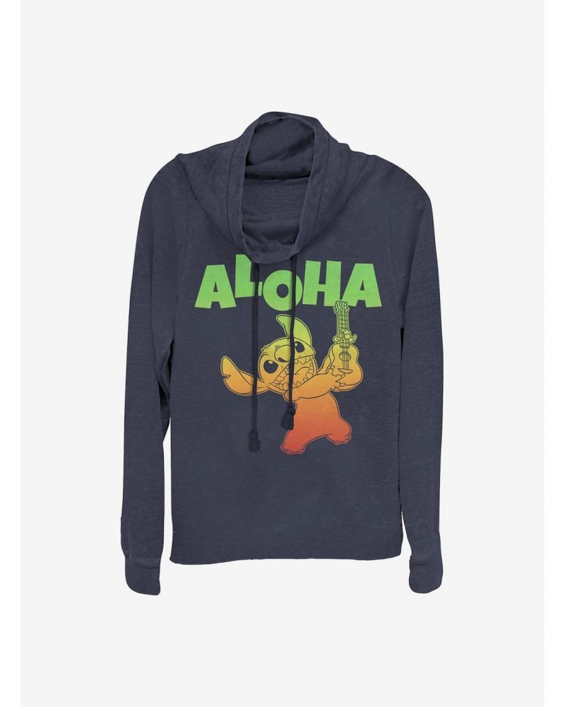 Disney Lilo & Stitch Aloha Stitch Cowlneck Long-Sleeve Girls Top $12.57 Tops