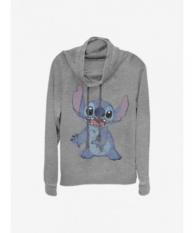 Disney Lilo & Stitch Sketchy Stitch Cowlneck Long-Sleeve Girls Top $14.73 Tops