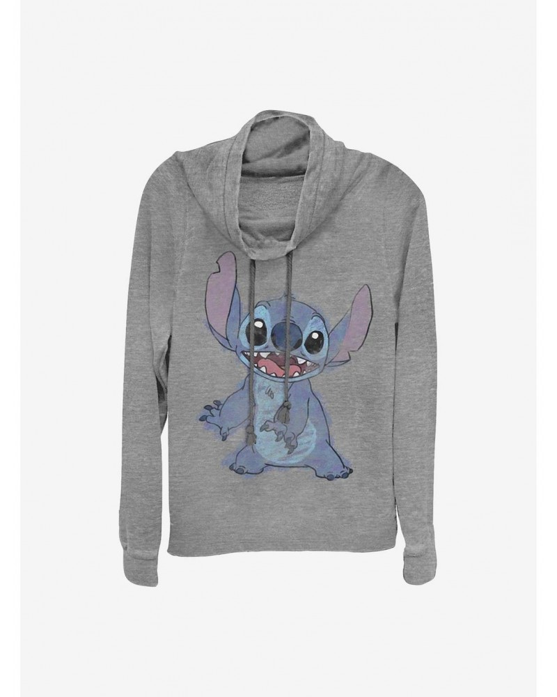 Disney Lilo & Stitch Sketchy Stitch Cowlneck Long-Sleeve Girls Top $14.73 Tops