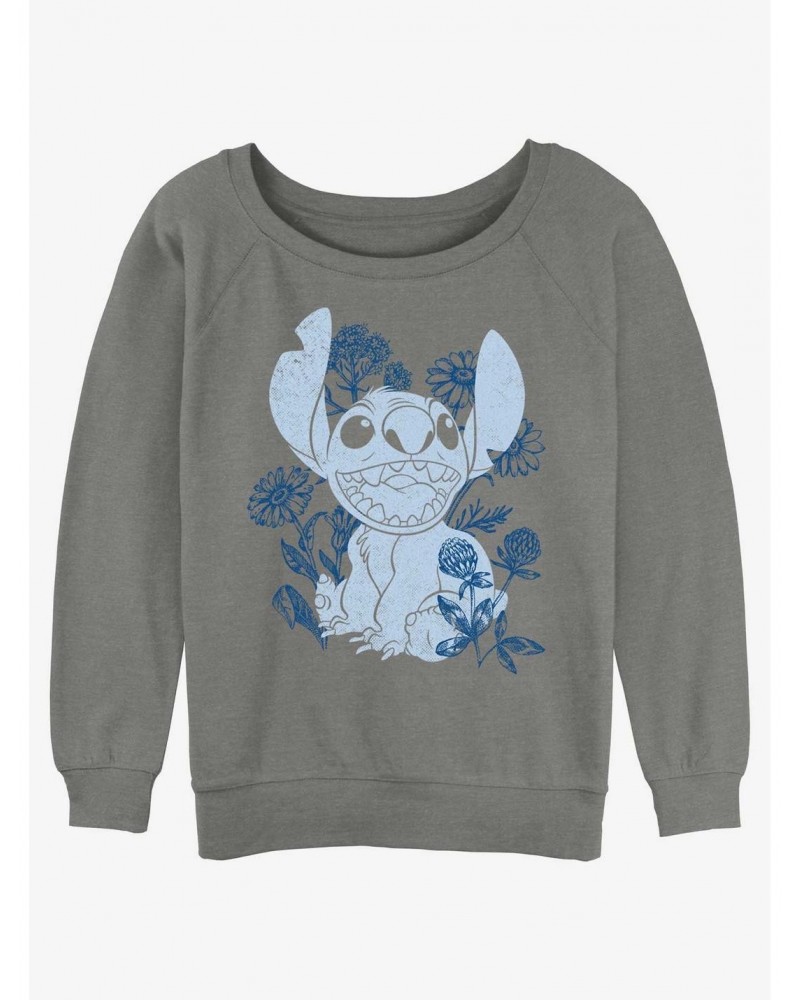 Disney Lilo & Stitch Floral Sketch Girls Slouchy Sweatshirt $9.15 Sweatshirts