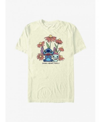 Disney Lilo & Stitch Chibi Floral T-Shirt $7.27 T-Shirts