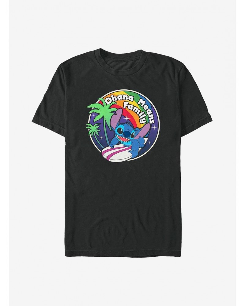 Disney Lilo & Stitch Rainbow Ohana Means Family T-Shirt $6.88 T-Shirts