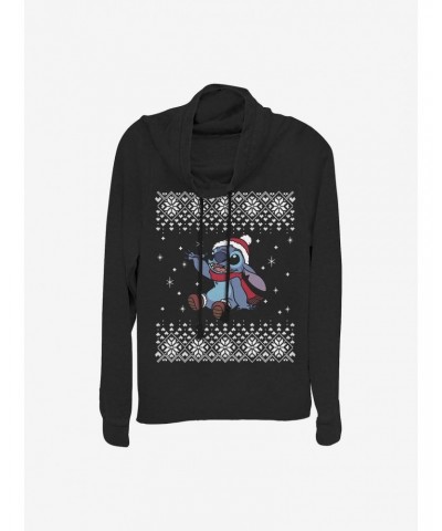 Disney Lilo & Stitch Stitch Christmas Front Cowlneck Long-Sleeve Girls Top $17.24 Tops