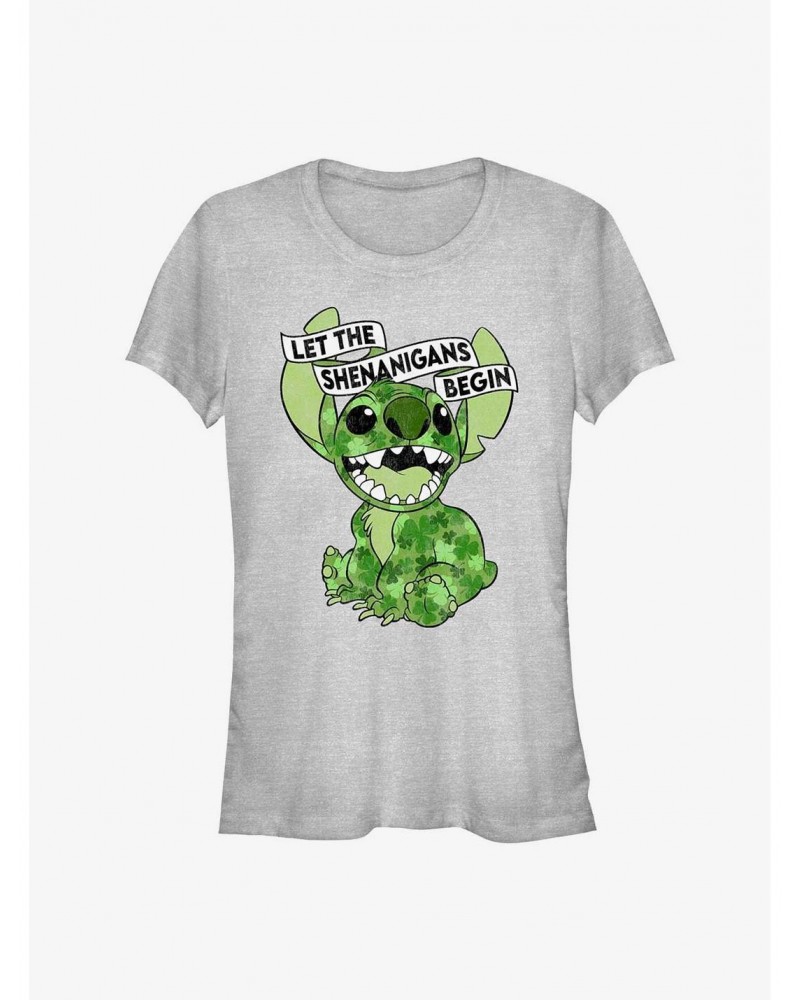 Disney Lilo & Stitch Clover Stitch Let The Shenanigans Begin Girls T-Shirt $7.37 T-Shirts