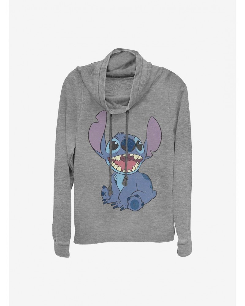 Disney Lilo & Stitch Basic Happy Stitch Cowlneck Long-Sleeve Girls Top $14.73 Tops