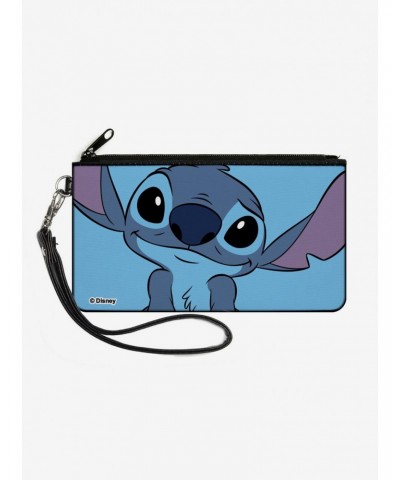 Disney Lilo & Stitch Sweet Smiling Pose Close Up Canvas Zip Clutch Wallet $8.76 Wallets