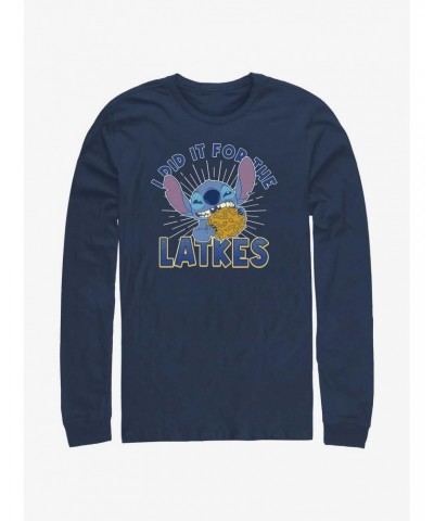 Disney Lilo & Stitch Did It For Hanukkah Latkes Long-Sleeve T-Shirt $11.58 T-Shirts