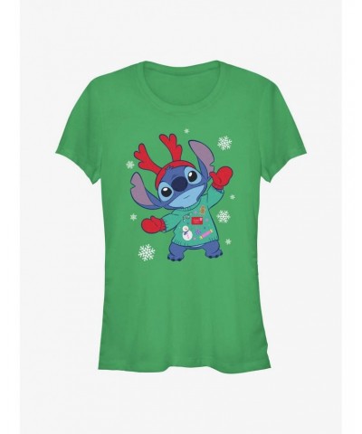 Disney Lilo & Stitch Reindeer Stitch Girls T-Shirt $6.37 T-Shirts