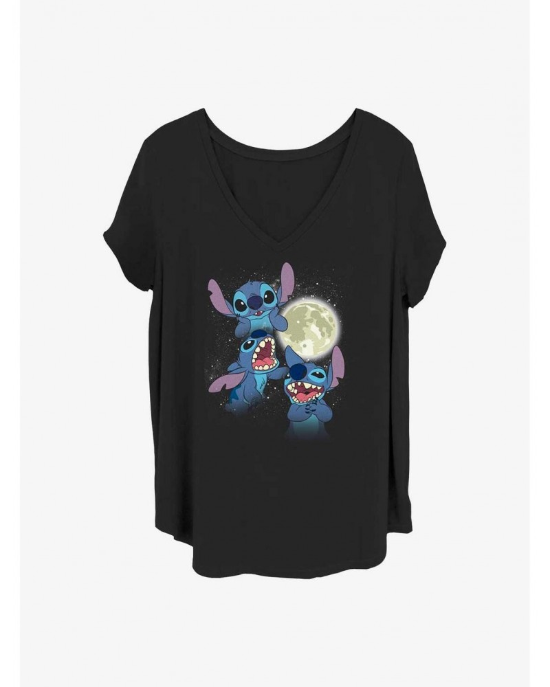 Disney Lilo & Stitch Three Stitch Moon Girls T-Shirt Plus Size $11.10 T-Shirts