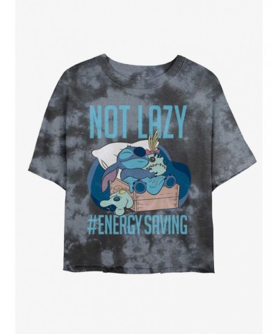 Disney Lilo & Stitch Lazy Energy Tie-Dye Girls Crop T-Shirt $11.56 T-Shirts