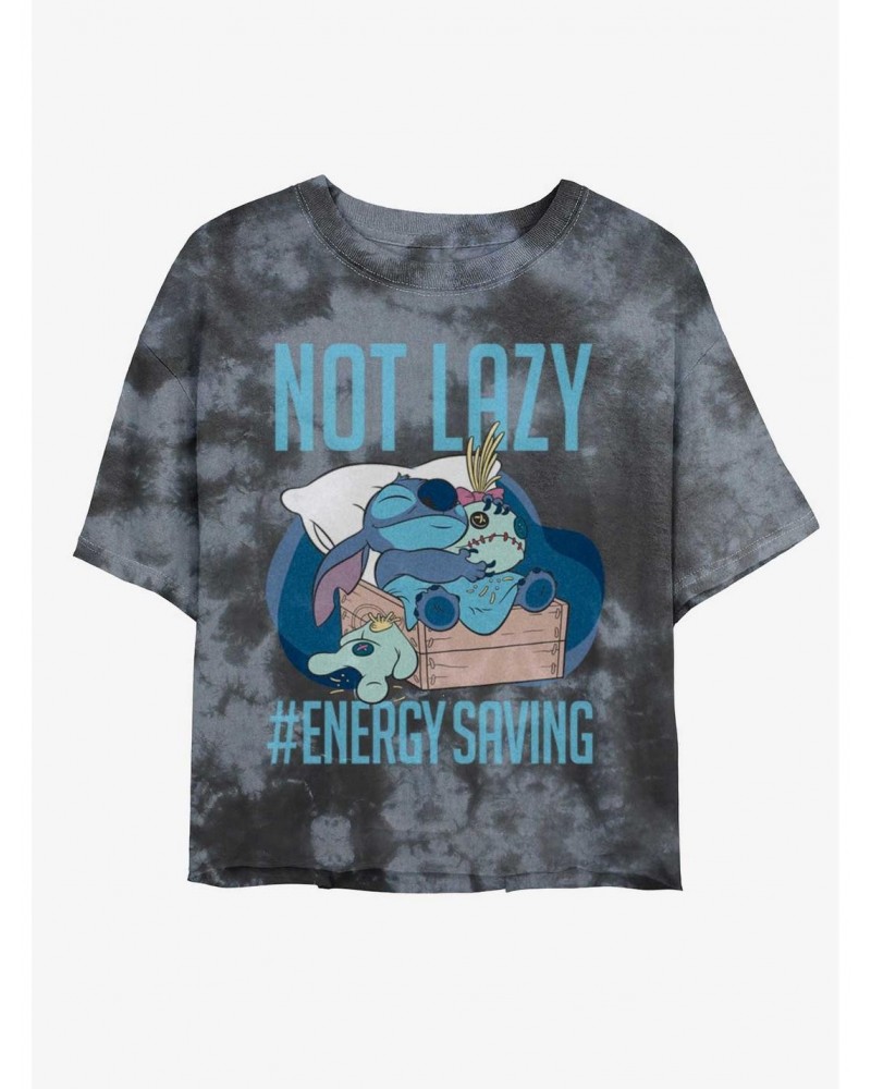 Disney Lilo & Stitch Lazy Energy Tie-Dye Girls Crop T-Shirt $11.56 T-Shirts