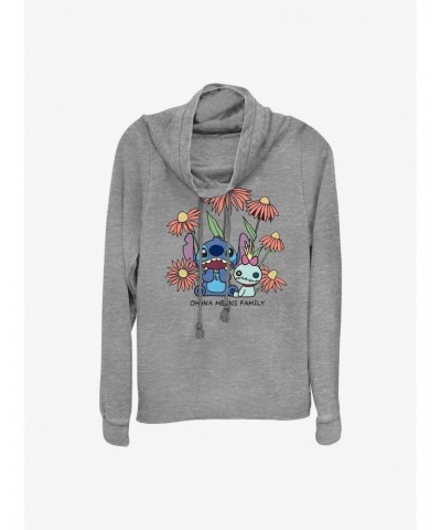 Disney Lilo & Stitch Chibi Floral Cowl Neck Long-Sleeve Top $15.80 Tops