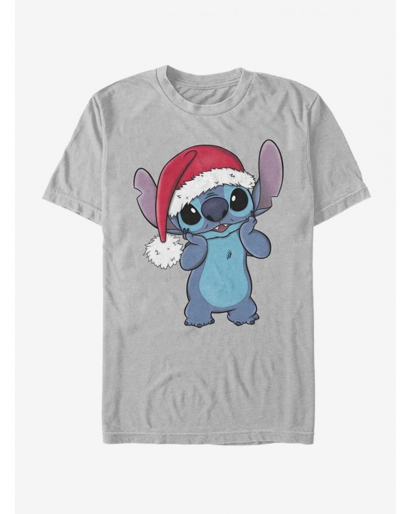 Disney Lilo & Stitch Holiday Stitch Wearing Santa Hat T-Shirt $8.99 T-Shirts