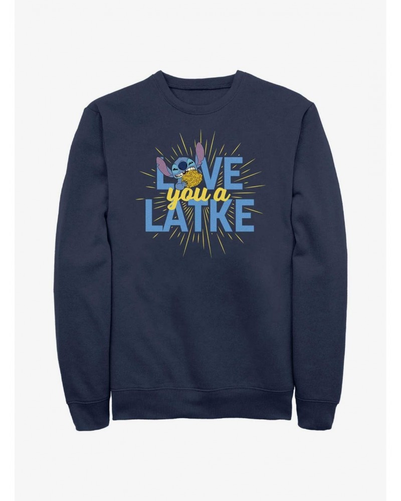 Disney Lilo & Stitch Hanukkah Love You A Latke Sweatshirt $9.45 Sweatshirts